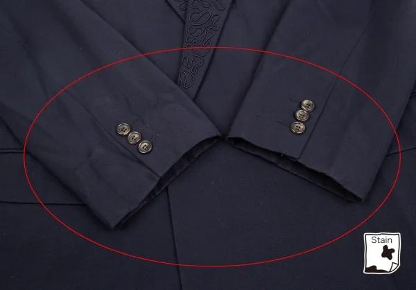 コムデギャルソンオムプリュスCOMME des GARCONS HOMME PLUS ラペル刺繍ダブルウールギャバジャケット 紺S K-85341_007