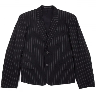 コムデギャルソンオムプリュスCOMME des GARCONS HOMME PLUS サマーウールストライプショートジャケット 黒