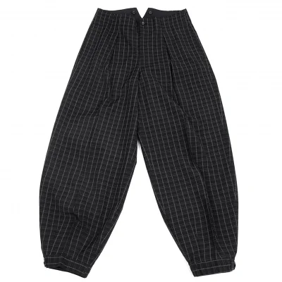 コムデギャルソンオムプリュスCOMME des GARCONS HOMME PLUS サマーウールチェック柄サスペンダーパンツ 黒