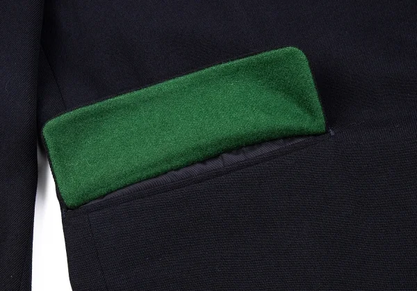 コムデギャルソンオムプリュスCOMME des GARCONS HOMME PLUS ラペルステッチフラップ裏起毛ウールジャケット 濃紺M K-85351_011