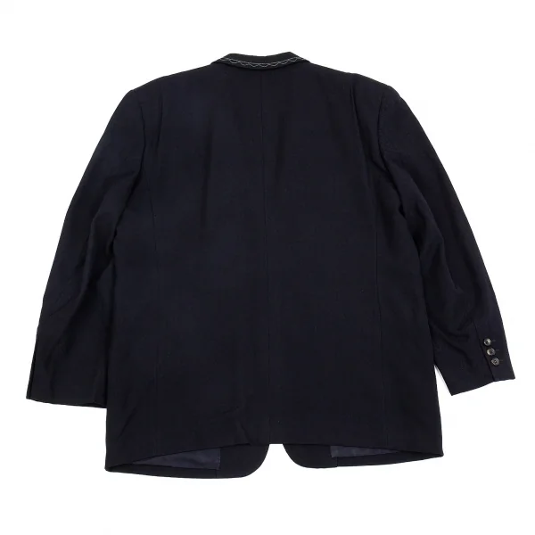 コムデギャルソンオムプリュスCOMME des GARCONS HOMME PLUS ラペルステッチフラップ裏起毛ウールジャケット 濃紺M K-85351_013