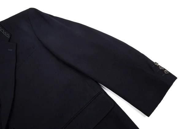 コムデギャルソンオムプリュスCOMME des GARCONS HOMME PLUS ラペルステッチフラップ裏起毛ウールジャケット 濃紺M K-85351_006