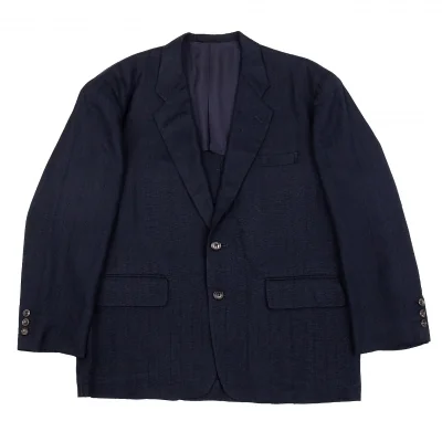 コムデギャルソンオムプリュスCOMME des GARCONS HOMME PLUS ストライプ織りアセテートジャケット 紺