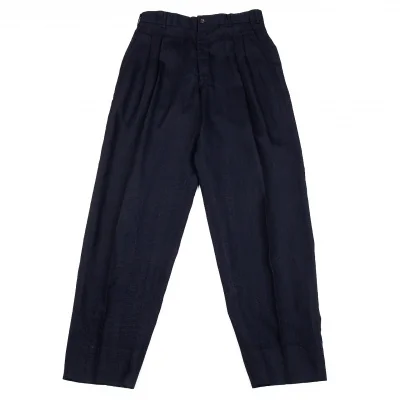 コムデギャルソンオムプリュスCOMME des GARCONS HOMME PLUS ストライプ織りアセテート２タックパンツ 紺