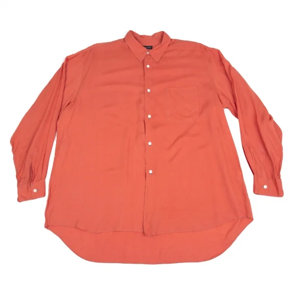 コムデギャルソンオムプリュスCOMME des GARCONS HOMME PLUS カラーステッチレーヨンロングシャツ サーモンピンクL位 K-85399_001