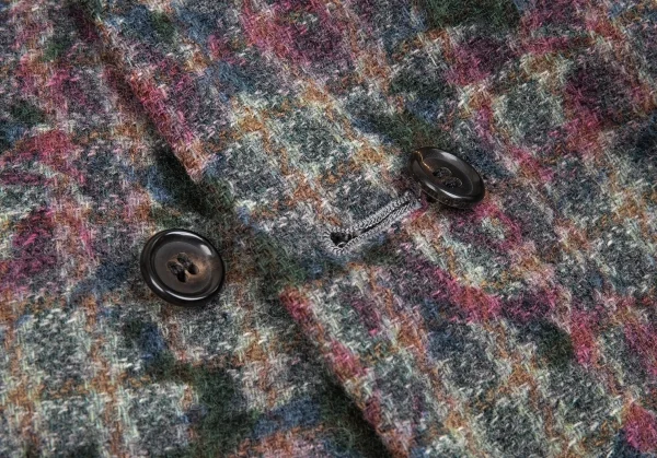 コムデギャルソンオムプリュスCOMME des GARCONS HOMME PLUS ダブルボタンフラワープリントツィードジャケット グレーM K-85410_010