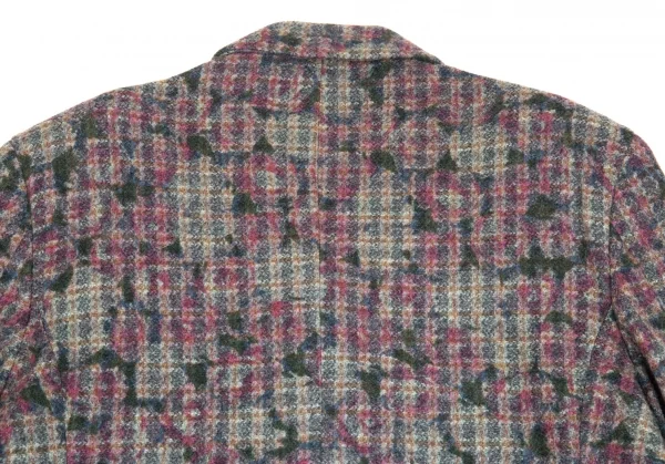 コムデギャルソンオムプリュスCOMME des GARCONS HOMME PLUS ダブルボタンフラワープリントツィードジャケット グレーM K-85410_015