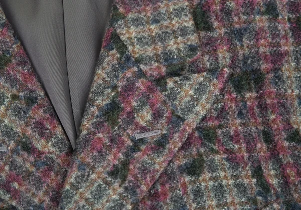 コムデギャルソンオムプリュスCOMME des GARCONS HOMME PLUS ダブルボタンフラワープリントツィードジャケット グレーM K-85410_003
