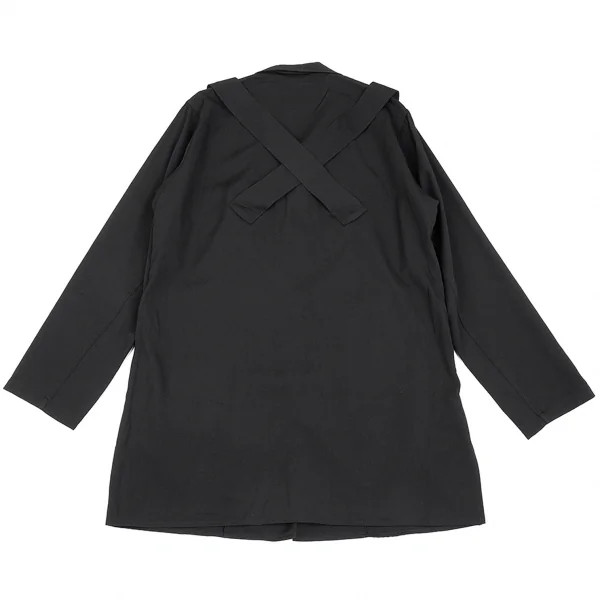 ヨウジヤマモト プールオムYohji Yamamoto POUR HOMME バンテージデザインウールギャバロングシャツジャケット 黒3 K-85458_013