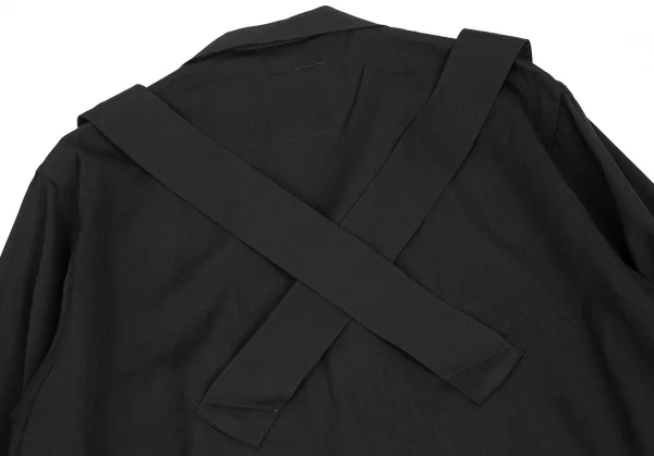 ヨウジヤマモト プールオムYohji Yamamoto POUR HOMME バンテージデザインウールギャバロングシャツジャケット 黒3 K-85458_014