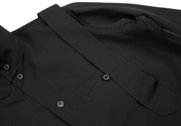 ヨウジヤマモト プールオムYohji Yamamoto POUR HOMME バンテージデザインウールギャバロングシャツジャケット 黒3 K-85458_005