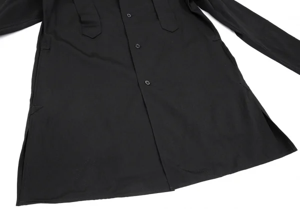 ヨウジヤマモト プールオムYohji Yamamoto POUR HOMME バンテージデザインウールギャバロングシャツジャケット 黒3 K-85458_009