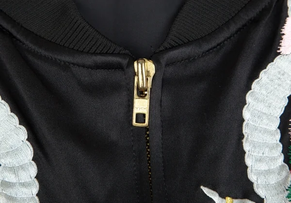 ヨウジヤマモト プールオムYohji Yamamoto POUR HOMMEJEPANGガネーシャ刺繍シルクスカジャン 黒M K-85463_007