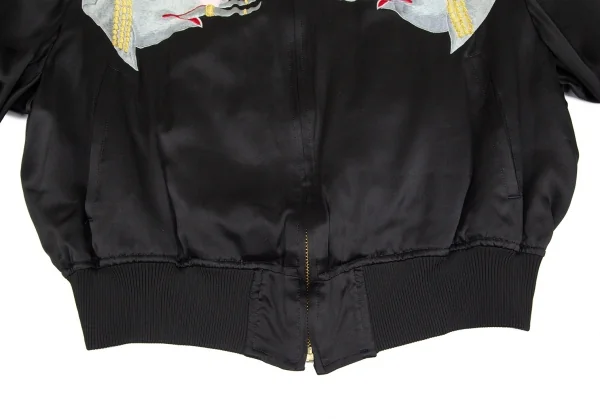 ヨウジヤマモト プールオムYohji Yamamoto POUR HOMMEJEPANGガネーシャ刺繍シルクスカジャン 黒M K-85463_009