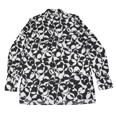 ヨウジヤマモト プールオムYohji Yamamoto POUR HOMME 水玉レイヤープリントポリ長袖シャツ