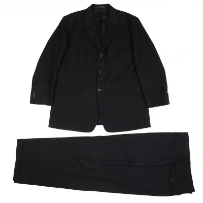 ヨウジヤマモトコスチュームドオム Yohji Yamamoto COSTUME D'HOMME 3Bウールギャバセットアップスーツ 黒