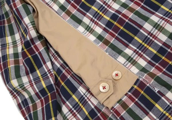 新品!ジュンヤワタナベマン コムデギャルソンJUNYA WATANABE MAN COMME des GARCONS 綿無地チェック柄ジップジャケット ベージュ紺S K-85508_011