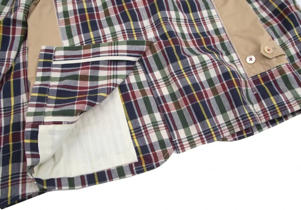 新品!ジュンヤワタナベマン コムデギャルソンJUNYA WATANABE MAN COMME des GARCONS 綿無地チェック柄ジップジャケット ベージュ紺S K-85508_012