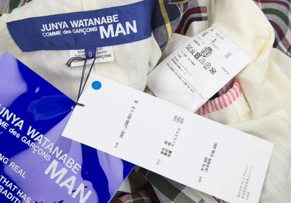 新品!ジュンヤワタナベマン コムデギャルソンJUNYA WATANABE MAN COMME des GARCONS 綿無地チェック柄ジップジャケット ベージュ紺S K-85508_015