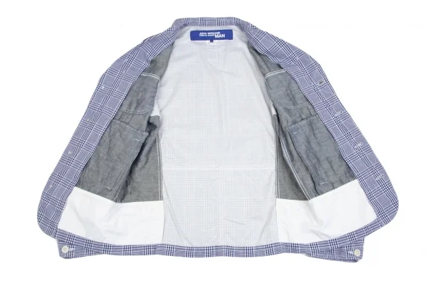 新品!ジュンヤワタナベマン コムデギャルソンJUNYA WATANABE MAN COMME des GARCONS Gジャンデニム切替チェックジャケット 紺白S K-85512_010