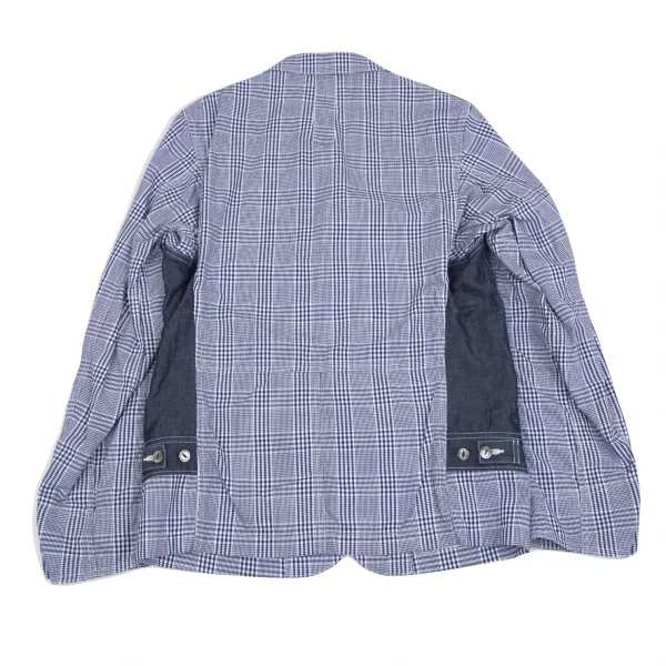 新品!ジュンヤワタナベマン コムデギャルソンJUNYA WATANABE MAN COMME des GARCONS Gジャンデニム切替チェックジャケット 紺白S K-85512_011