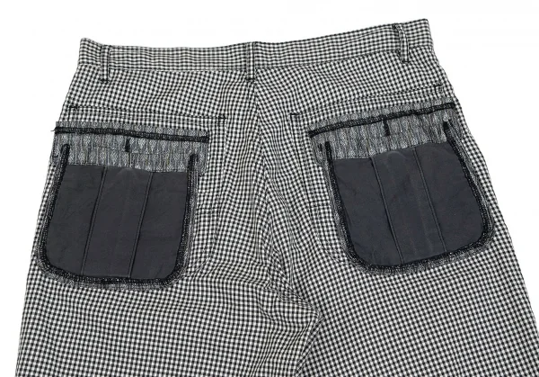 コムデギャルソン オムプリュスCOMME des GARCONS HOMME PLUS パッチポケットギンガムチャックハーフパンツ 黒白S K-85537_002