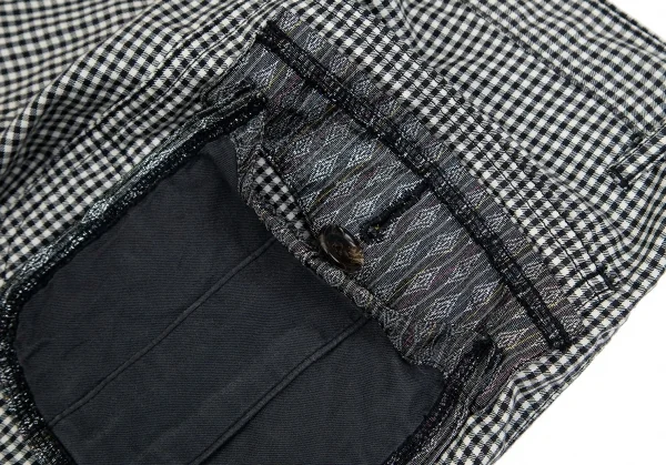 コムデギャルソン オムプリュスCOMME des GARCONS HOMME PLUS パッチポケットギンガムチャックハーフパンツ 黒白S K-85537_003