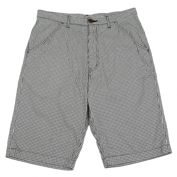 コムデギャルソン オムプリュスCOMME des GARCONS HOMME PLUS パッチポケットギンガムチャックハーフパンツ 黒白S K-85537_004