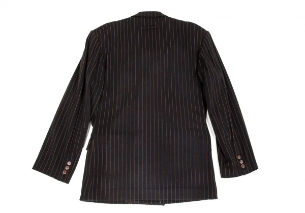 ジャンポールゴルチエ オムJean Paul GAULTIER HOMME ウールポリストライプダブルジャケット 黒48 K-85580_012
