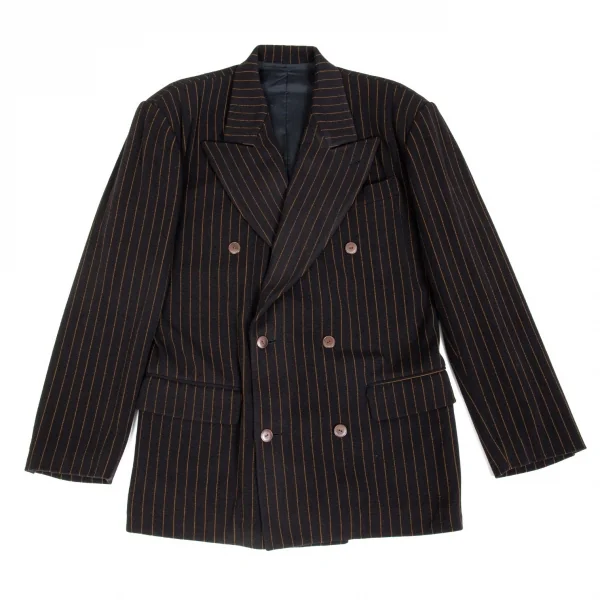 ジャンポールゴルチエ オムJean Paul GAULTIER HOMME ウールポリストライプダブルジャケット 黒48 K-85580_002