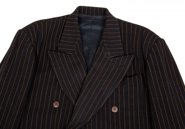 ジャンポールゴルチエ オムJean Paul GAULTIER HOMME ウールポリストライプダブルジャケット 黒48 K-85580_003