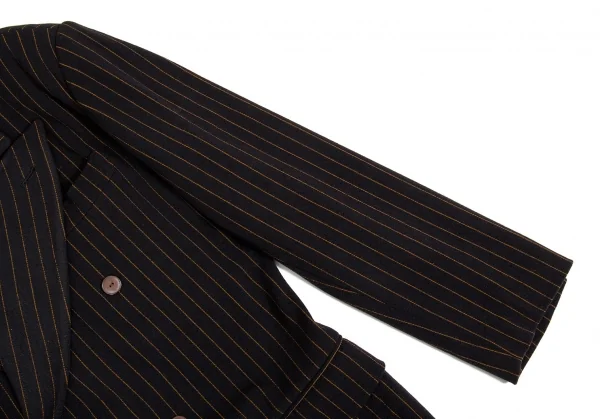 ジャンポールゴルチエ オムJean Paul GAULTIER HOMME ウールポリストライプダブルジャケット 黒48 K-85580_005