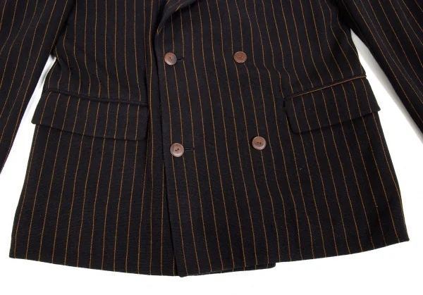 ジャンポールゴルチエ オムJean Paul GAULTIER HOMME ウールポリストライプダブルジャケット 黒48 K-85580_007