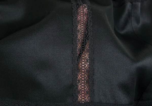 ヨシエイナバyoshie inaba ピンタックレーステープ切替シルクノースリーブ 黒9 K-85606_010