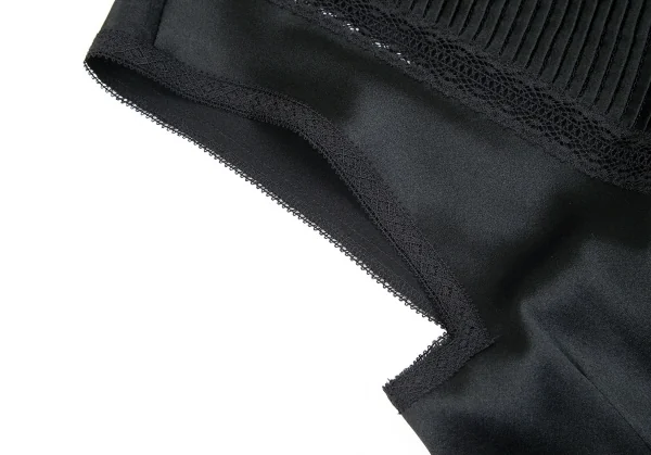 ヨシエイナバyoshie inaba ピンタックレーステープ切替シルクノースリーブ 黒9 K-85606_005