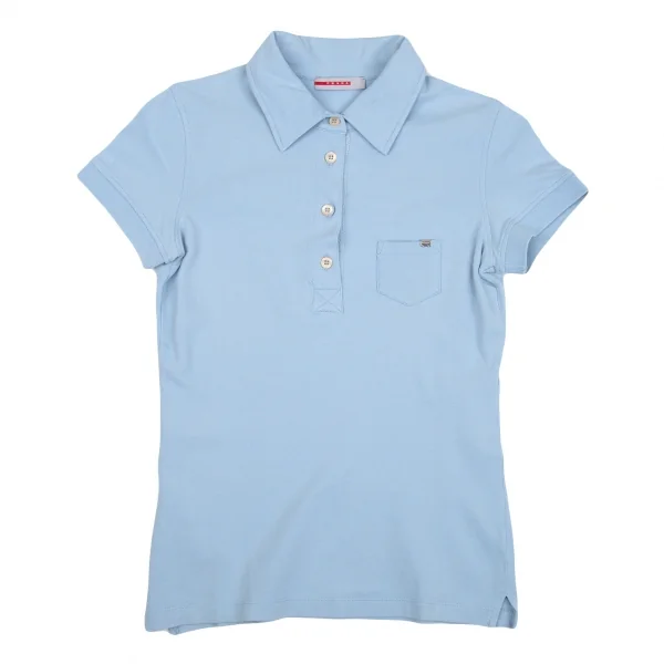 プラダスポーツPRADA SPORT コットンストレッチポロシャツ 水色XS K-85623_002
