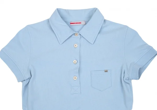 プラダスポーツPRADA SPORT コットンストレッチポロシャツ 水色XS K-85623_003