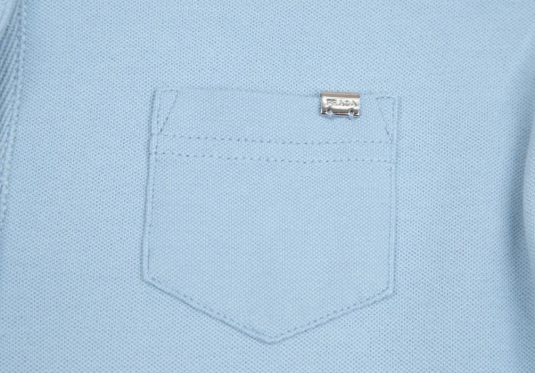 プラダスポーツPRADA SPORT コットンストレッチポロシャツ 水色XS K-85623_005