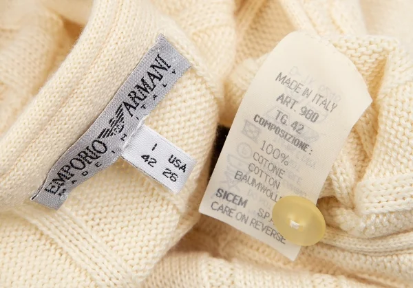 エンポリオ アルマーニEMPORIO ARMANI コットンリブカーディガン クリーム42 K-85639_012