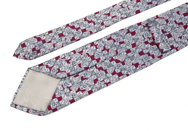 ヴィヴィアンウエストウッドVivienne Westwood オーブ柄シルクネクタイ シルバー K-85669_010