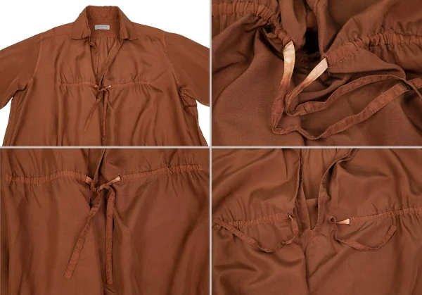 ヨウジヤマモト プールオムYohji Yamamoto POUR HOMME 製品染めシルクガウンシャツコート 茶M位 K-85697_002