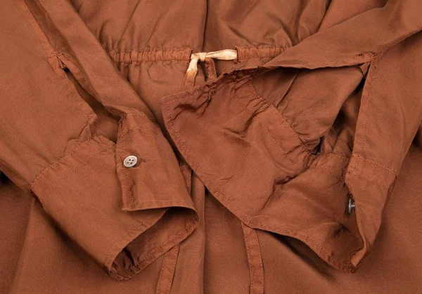 ヨウジヤマモト プールオムYohji Yamamoto POUR HOMME 製品染めシルクガウンシャツコート 茶M位 K-85697_006