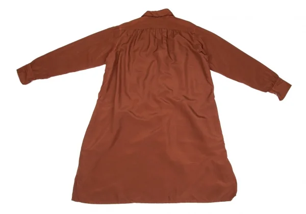 ヨウジヤマモト プールオムYohji Yamamoto POUR HOMME 製品染めシルクガウンシャツコート 茶M位 K-85697_012
