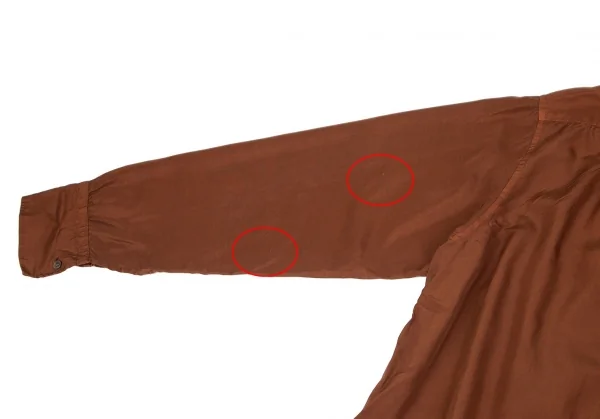 ヨウジヤマモト プールオムYohji Yamamoto POUR HOMME 製品染めシルクガウンシャツコート 茶M位 K-85697_014