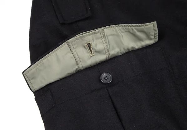 ヨウジヤマモト プールオムYohji Yamamoto POUR HOMME サスペンダーフラノウールカーゴパンツ 黒L K-85706_011