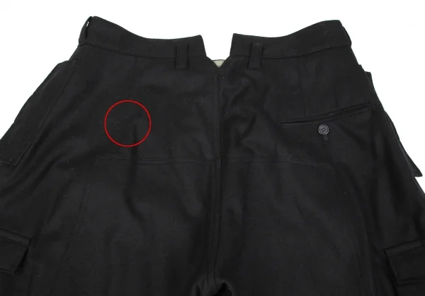 ヨウジヤマモト プールオムYohji Yamamoto POUR HOMME サスペンダーフラノウールカーゴパンツ 黒L K-85706_015