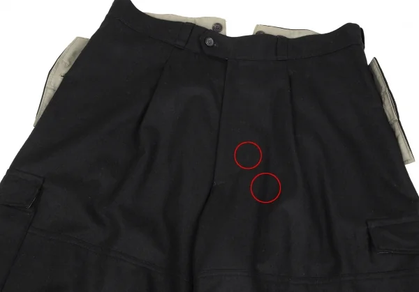 ヨウジヤマモト プールオムYohji Yamamoto POUR HOMME サスペンダーフラノウールカーゴパンツ 黒L K-85706_002