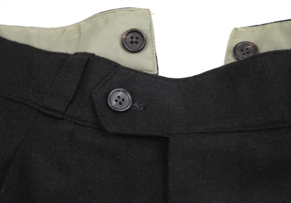 ヨウジヤマモト プールオムYohji Yamamoto POUR HOMME サスペンダーフラノウールカーゴパンツ 黒L K-85706_006