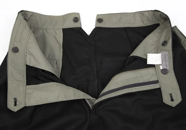 ヨウジヤマモト プールオムYohji Yamamoto POUR HOMME サスペンダーフラノウールカーゴパンツ 黒L K-85706_008