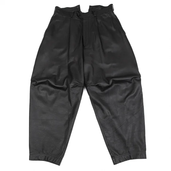 ヨウジヤマモト プールオムYohji Yamamoto POUR HOMME サスペンダーレザーパンツ 黒L K-85707_001